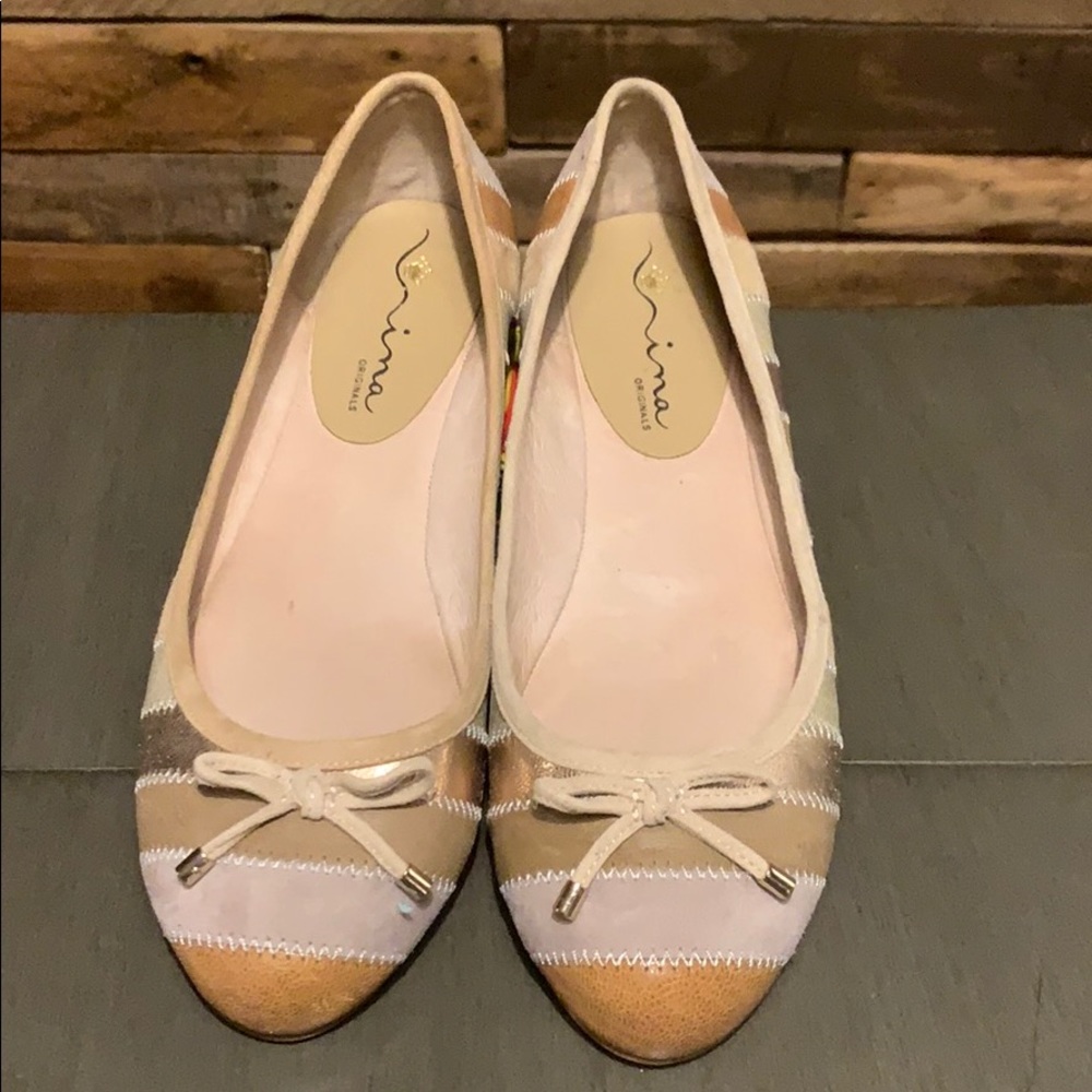 Suede & Leather Neutral Striped Flats